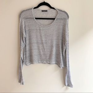 Brandy Melville Long Sleeve Crop Top O/S Grey